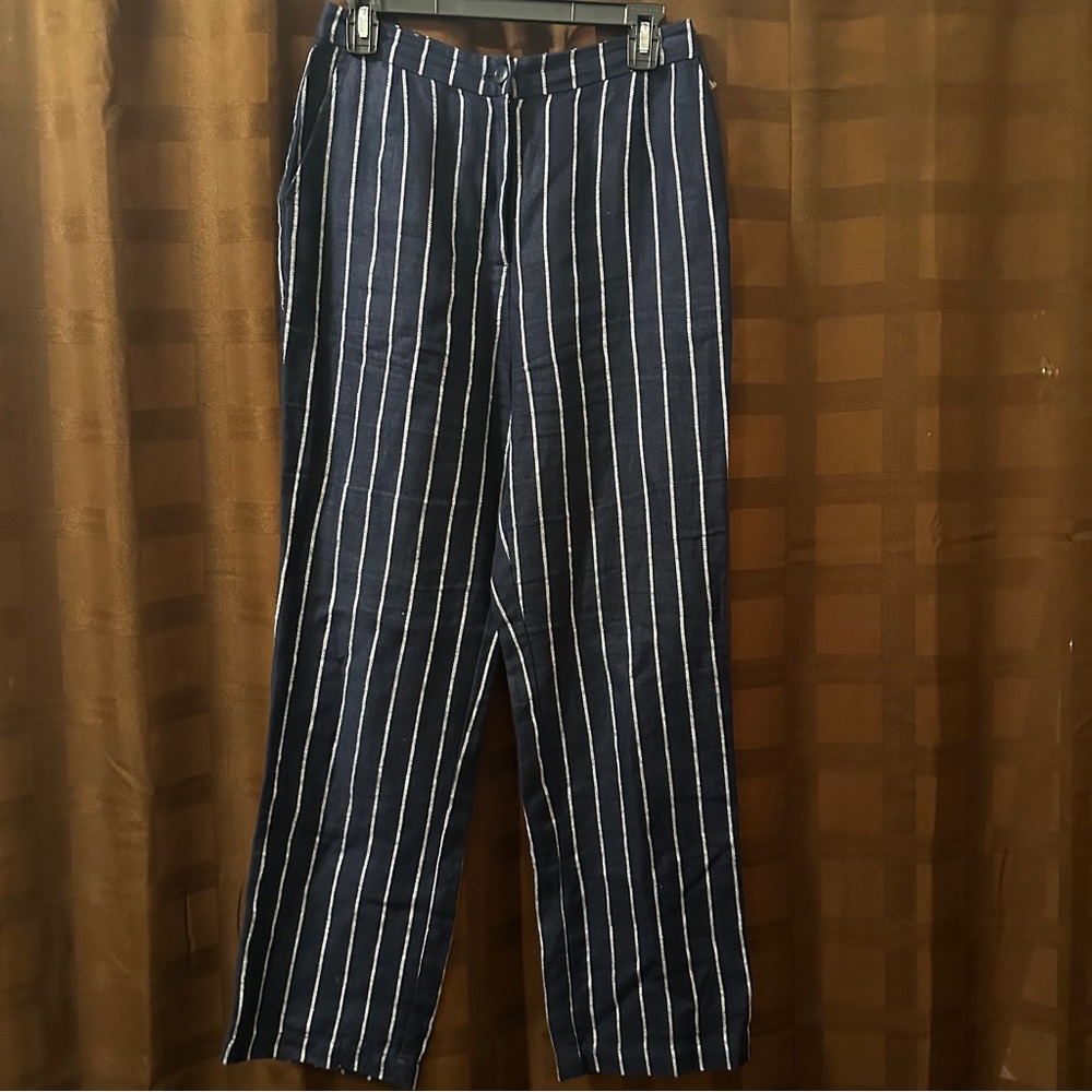 Reformation Verano Pant size 6 blue with white stripe - Picture 4 of 7